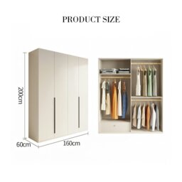 Rackhams Petrov Wooden Wardrobe - Cream - 200 x 60 x 200cm - thumbnail 5