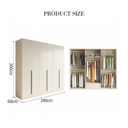 Rackhams Petrov Wooden Wardrobe - Cream - 200 x 60 x 200cm - thumbnail 6