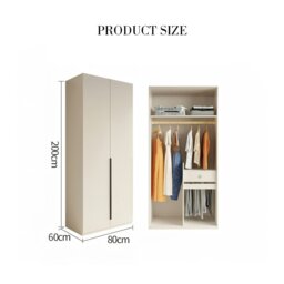 Rackhams Petrov Wooden Wardrobe - Cream - 200 x 60 x 200cm - thumbnail 3