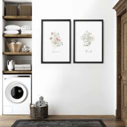 Rackhams Laundry Room Posters - Set of 2 wall art prints - A4 8.27 x 11.69 in / 21 x 29.7 cm - Satin Photo paper 280 gsm - Oak Frame - thumbnail 3