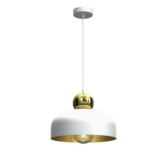 Rackhams Harald Hand Made Pendant Lamp Matt White Luxurious Gold Detail - image 1
