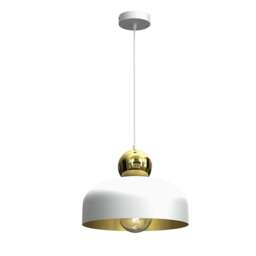 Rackhams Harald Hand Made Pendant Lamp Matt White Luxurious Gold Detail - thumbnail 1
