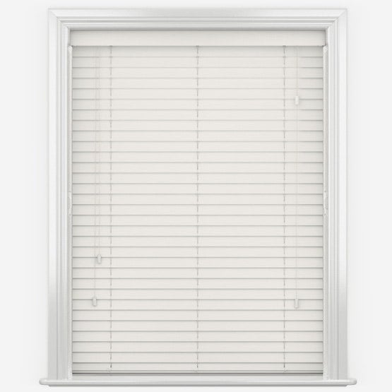 Rackhams Misty White Faux Wood Fine Grain Venetian Blinds with Strings - 250cm - image 1