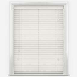 Rackhams Misty White Faux Wood Fine Grain Venetian Blinds with Strings - 250cm