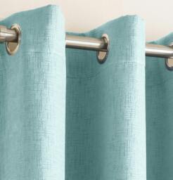 "Rackhams Sky Blue Plain Textured Thermal Room Darkening Energy Saving Pair of Curtains For Bedroom & Living Room - 66"" (168cm) Width x 72"" (183cm) Drop" - thumbnail 2
