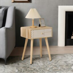 Rackhams Natural Brown Bedside Table With Drawer - thumbnail 3