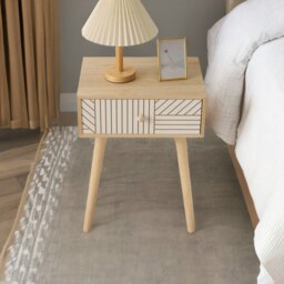 Rackhams Natural Brown Bedside Table With Drawer - thumbnail 5