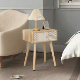 Rackhams Natural Brown Bedside Table With Drawer - thumbnail 4