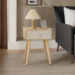 Rackhams Natural Brown Bedside Table With Drawer - thumbnail 2