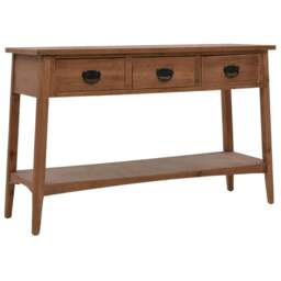 Rackhams Console Table Solid Fir Wood 126x40x77.5 cm Brown - Brown - Solid fir wood + MDF + steel