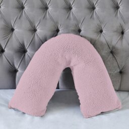 Rackhams Teddy Bear Fleece Super Soft Cosy V Shape Pillowcase - Pink