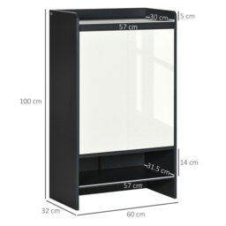 Rackhams Modern Storage Cabinet with High Gloss White Doors for 15 Pairs of Shoes - thumbnail 5