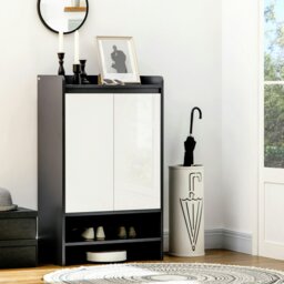 Rackhams Modern Storage Cabinet with High Gloss White Doors for 15 Pairs of Shoes - thumbnail 1