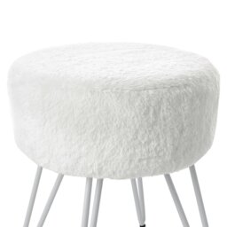 Rackhams Soft Fluffy White Low Chair Dressing Footstool with Metal Leg - White - thumbnail 5