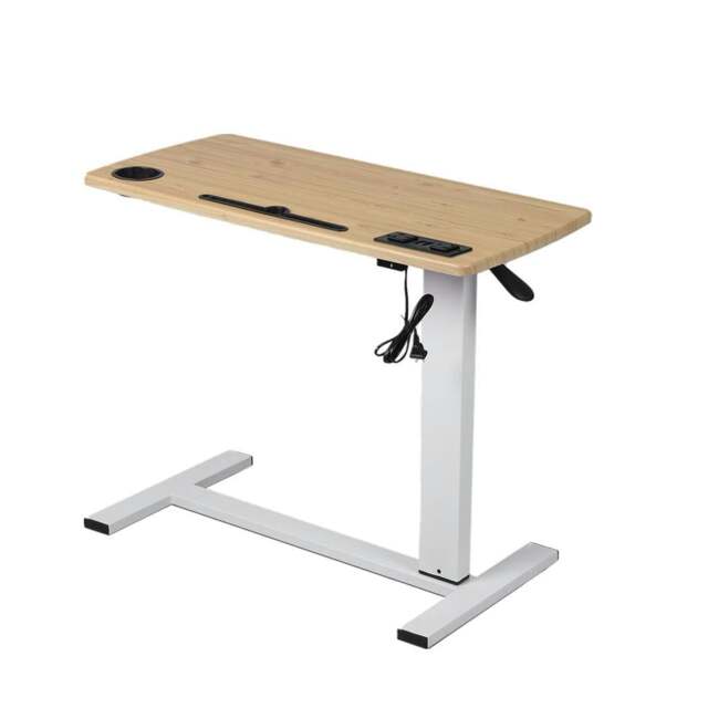 Rackhams Standing Desk Height Adjustable Stand Over Bed Laptop Table Shelf Electric USB - image 1