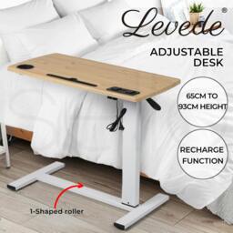 Rackhams Standing Desk Height Adjustable Stand Over Bed Laptop Table Shelf Electric USB - thumbnail 2