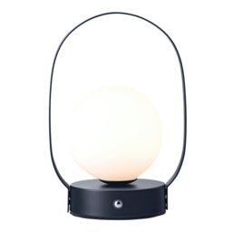 Rackhams Matt Black Rechargeable Touch Dimmable Lantern Table Lamp with Frosted Shade - thumbnail 2