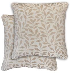 Rackhams Pair of Sherwood Jacquard Leaf Double Sided Zip Opening Piped Edge Cushion Covers - Cases Only - Natural