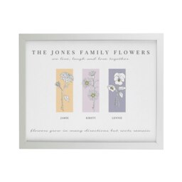 Rackhams Personalised Birth Flower Family of 3 White Framed Print - thumbnail 4