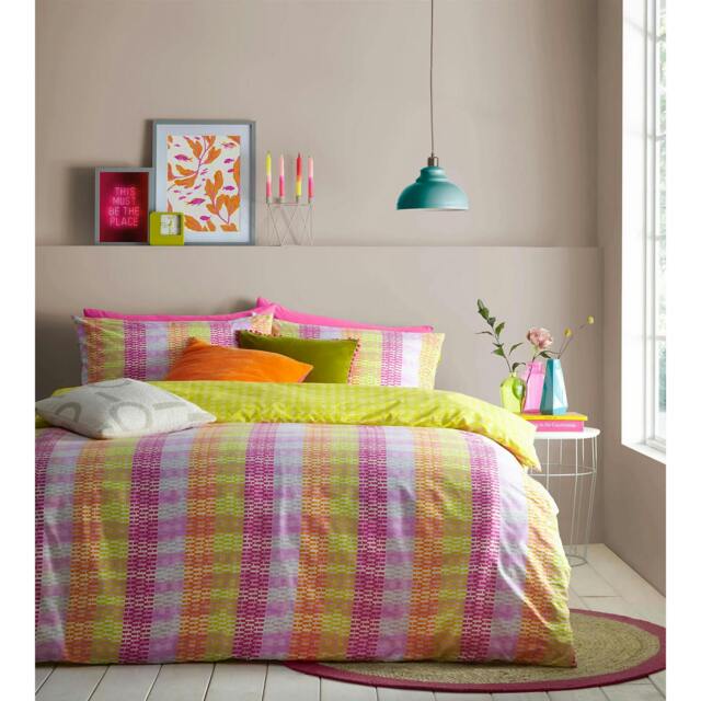 Rackhams Neola Neon Duvet Cover Set - Multicoloured - King - Multicoloured - 50% Cotton/50% Polyester - image 1