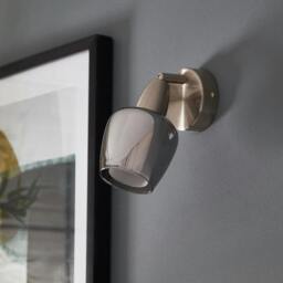 Rackhams Kennen 1 Light Nickel and Smoked Glass Wall Light - thumbnail 2