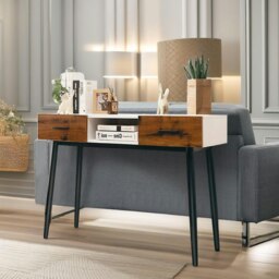 Rackhams 2 Drawer Console Accent Hallway Table Black - thumbnail 3