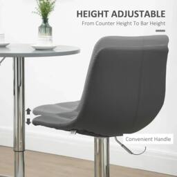 Rackhams Adjustable Bar Stools Set of 2, Swivel PU Leather Upholstered Barstools with Tufted Seat and Back, Breakfast Bar Chairs for Kitchen Counter, Grey - thumbnail 5