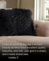 Rackhams Large Mongolian Sheepskin Cushion - 50cm - Grey - With Filler - thumbnail 6