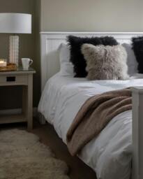 Rackhams Large Mongolian Sheepskin Cushion - 50cm - Grey - With Filler - thumbnail 2