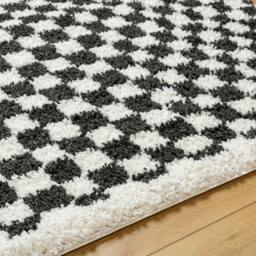 Rackhams Birmingham-Modern Black Grey Brown Checkered Soft Plush Pile Rug - 200 x 275 cm - thumbnail 3