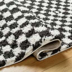 Rackhams Birmingham-Modern Black Grey Brown Checkered Soft Plush Pile Rug - 200 x 275 cm - thumbnail 4