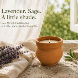 Rackhams Mitti Kulhad Candle - Natural Wax & Essential Oil - Sage - thumbnail 3