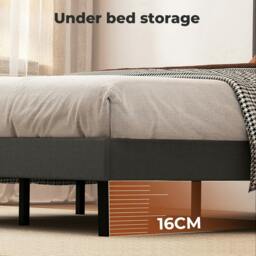Rackhams Upholstered Bed Frame Linen Fabric with Tufted Headboard Double King - DreamLear-King - thumbnail 6