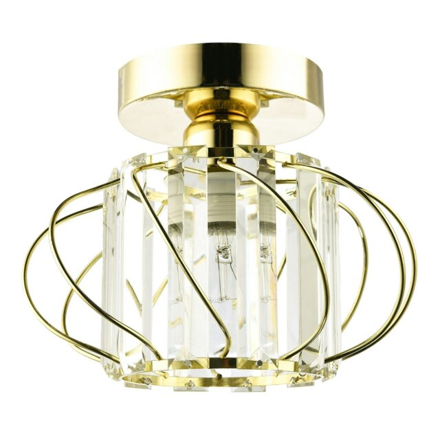 Rackhams Modern Polished Gold Ceiling Light Fitting with Clear Crystal Glass - image 1