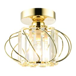 Rackhams Modern Polished Gold Ceiling Light Fitting with Clear Crystal Glass - thumbnail 2