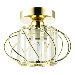 Rackhams Modern Polished Gold Ceiling Light Fitting with Clear Crystal Glass - thumbnail 1
