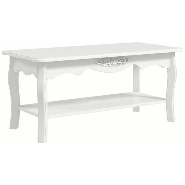 Rackhams White Coffee Table Wood Cocktail Tea Centre Table with Storage Shelf for Living Room Reception Room, 94L x 44W x 42H cm - image 1