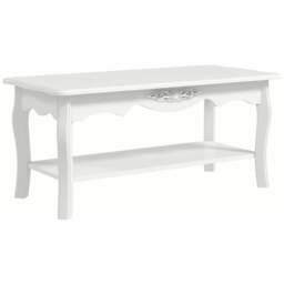 Rackhams White Coffee Table Wood Cocktail Tea Centre Table with Storage Shelf for Living Room Reception Room, 94L x 44W x 42H cm - thumbnail 1