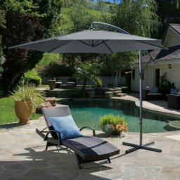 Rackhams 3M Sun Parasol Hanging Banana Umbrella Dark Grey - Without base - thumbnail 5