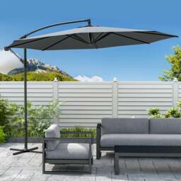 Rackhams 3M Sun Parasol Hanging Banana Umbrella Dark Grey - Without base - thumbnail 4