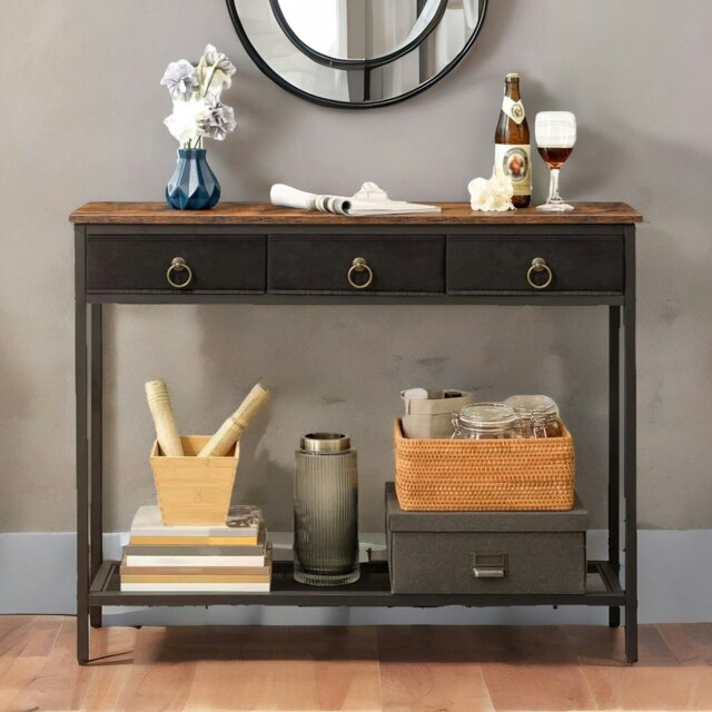 Rackhams Slim Sofa Table with 3 Non-woven Drawers - image 1