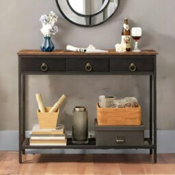 Rackhams Slim Sofa Table with 3 Non-woven Drawers