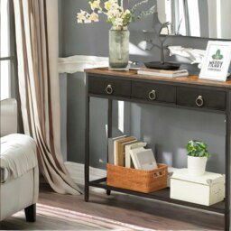 Rackhams Slim Sofa Table with 3 Non-woven Drawers - thumbnail 3
