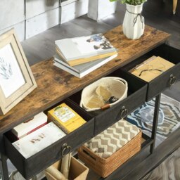 Rackhams Slim Sofa Table with 3 Non-woven Drawers - thumbnail 6