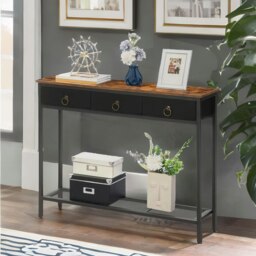 Rackhams Slim Sofa Table with 3 Non-woven Drawers - thumbnail 2