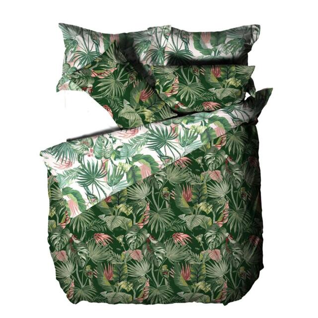 Rackhams Amazonia Rainforest Duvet Cover Set - Jade Green - Single - Jade Green - 50% Polyester/50% Cotton - image 1