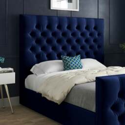 Rackhams Novara Upholstered Soft Velvet Bed Frame - Blue - Pink - Double - thumbnail 3