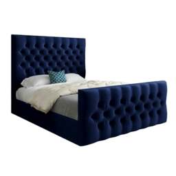 Rackhams Novara Upholstered Soft Velvet Bed Frame - Blue - Pink - Double - thumbnail 6