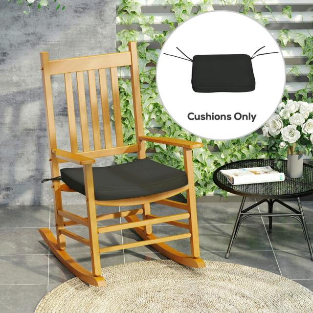 Rackhams Set of 6 Chair Cushion Seat Pads Dining Chair w/ Straps Outdoor Black - image 1