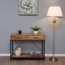 Rackhams Giona Antique Brass & White Floor Lamp - thumbnail 1